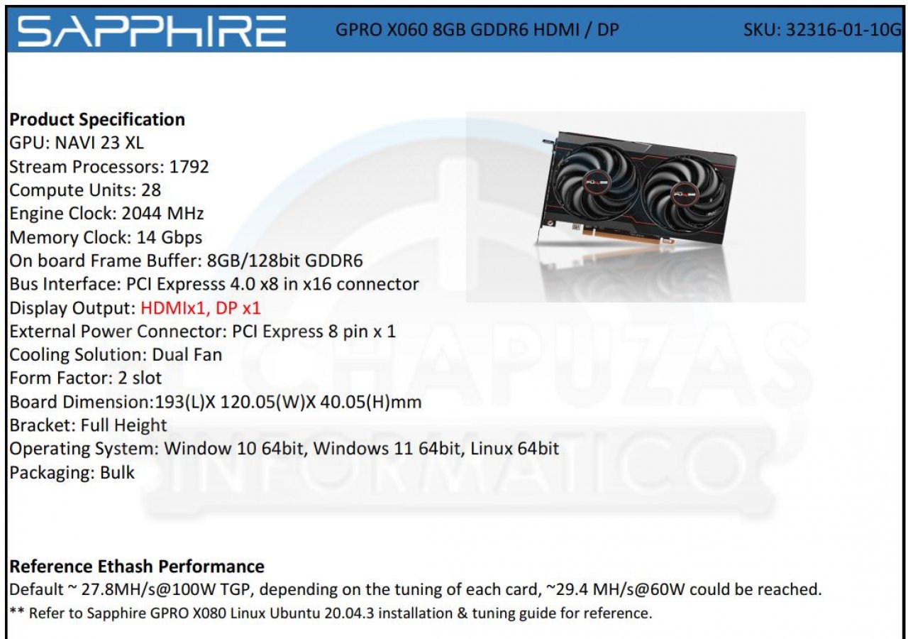 [29/11/2021] Sapphire X080 and X060: Mining-Grafikkarten mit AMDs RDNA 2 gesichtet (2)