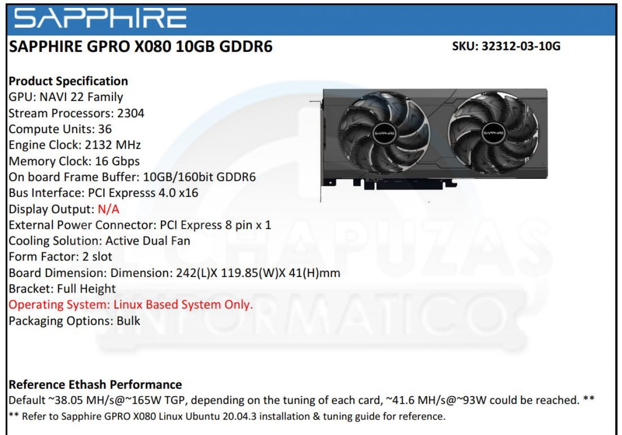 [29/11/2021] Sapphire X080 and X060: Mining-Grafikkarten mit AMDs RDNA 2 gesichtet (1)