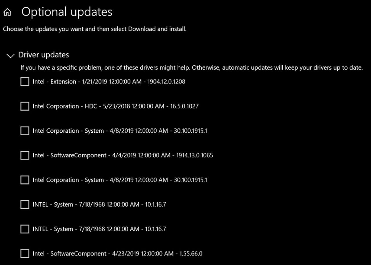 [30/12/2021] Treiber-Updates von Intel.
