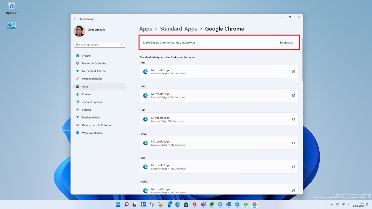 [02/12/2021] Windows 11: So geht's mit einem Klick weg vom Microsoft Edge. (1)