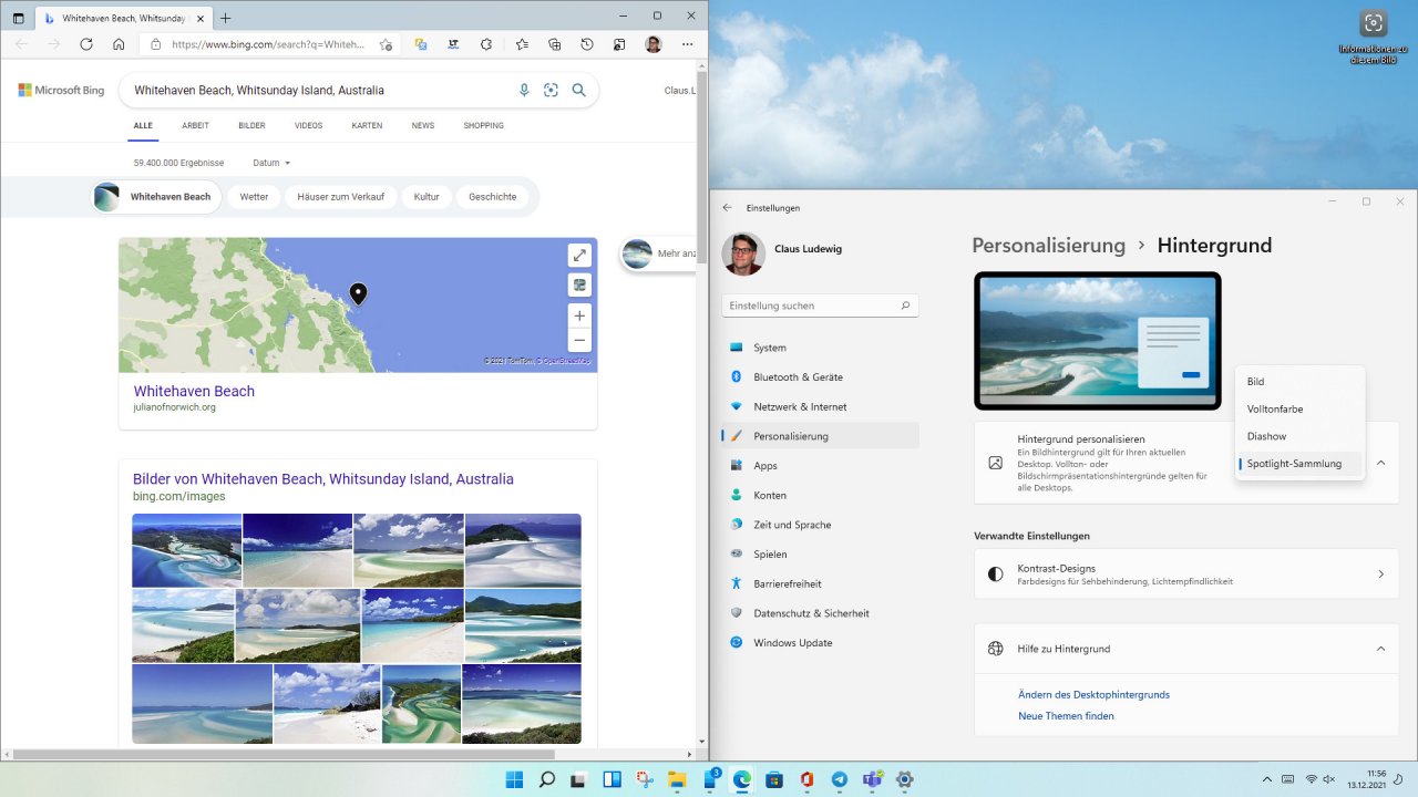 [13/12/2021] Windows Spotlight wechselndes Bing Hintergrundbild in Windows 11 Insider Preview 22518