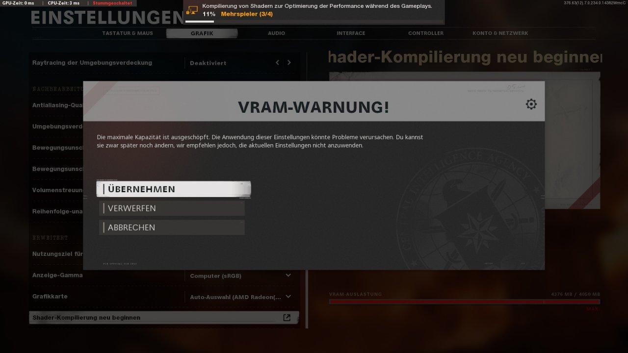 [18/01/2022] Call of Duty Black Ops Cold War: Radeon RX 6500 XT Full HD VRAM Overload.