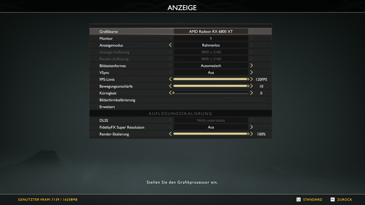 God of War - Menü - Anzeige