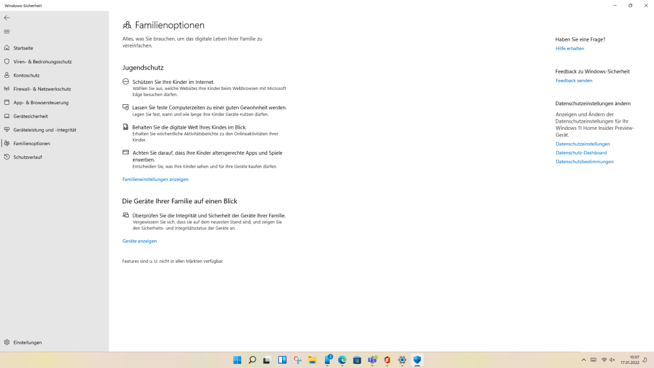 [17/01/2022] Microsoft Defender Familienoptionen