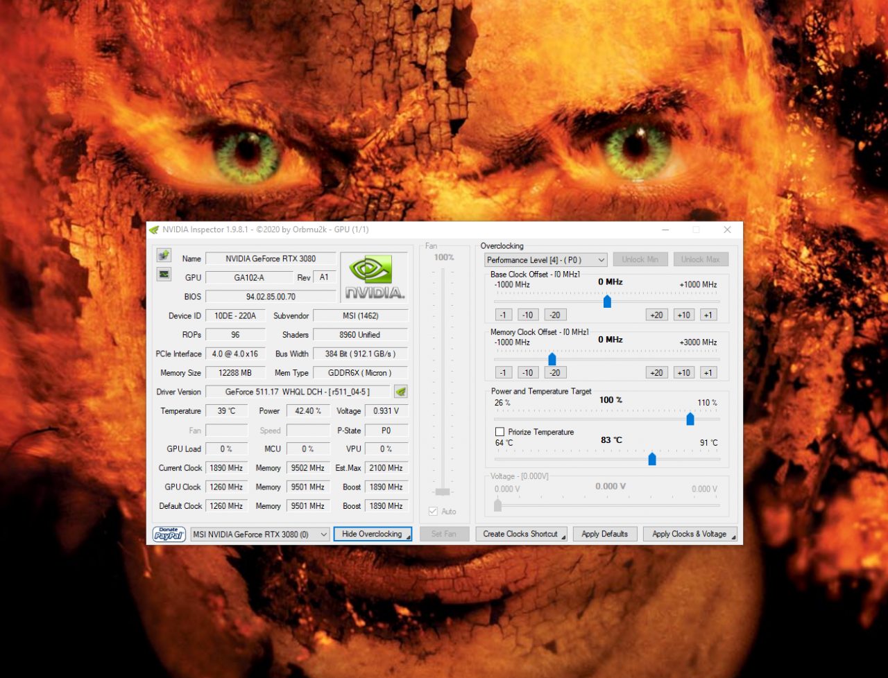 [13/01/2022] Nvidia Geforce RTX 3080 12GB: Nvidia Inspector Overview