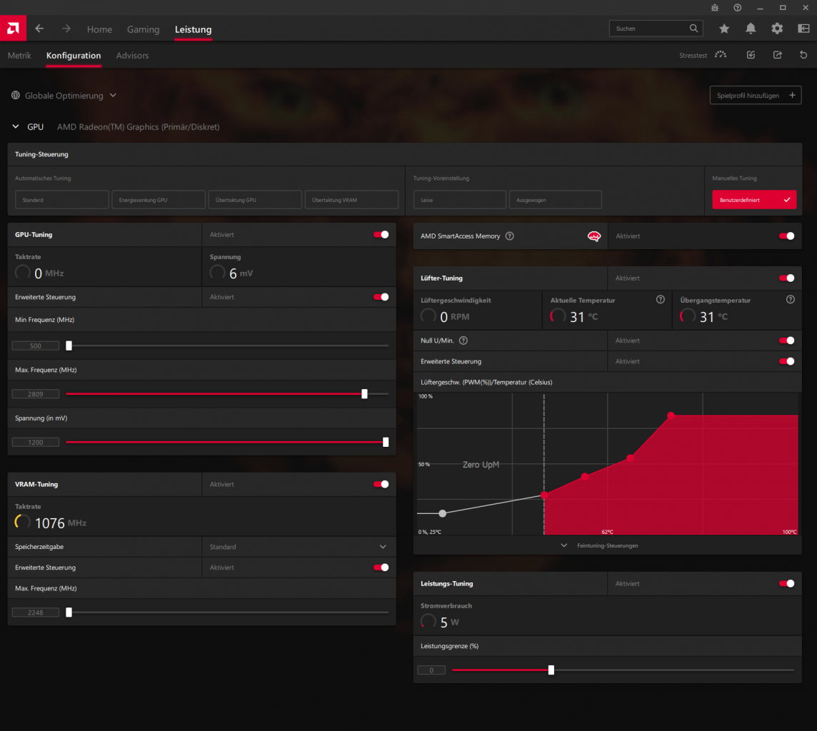 [18/01/2022] Radeon RX 6500 XT: Radeon Software Tuning Menu Default Settings OC Model 90W.