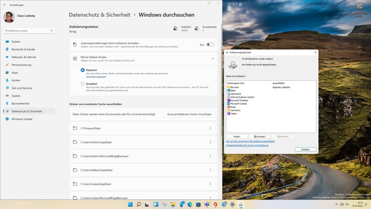 [12/01/2022] Windows 11 Insider Preview 22526 Sucheinstellungen