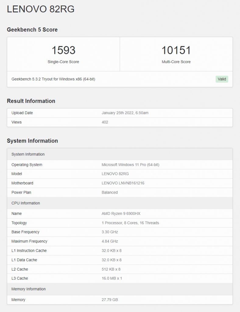 [25/01/2022] AMD Ryzen 9 6900HX: Erste Geekbench-Ergebnisse. (1)