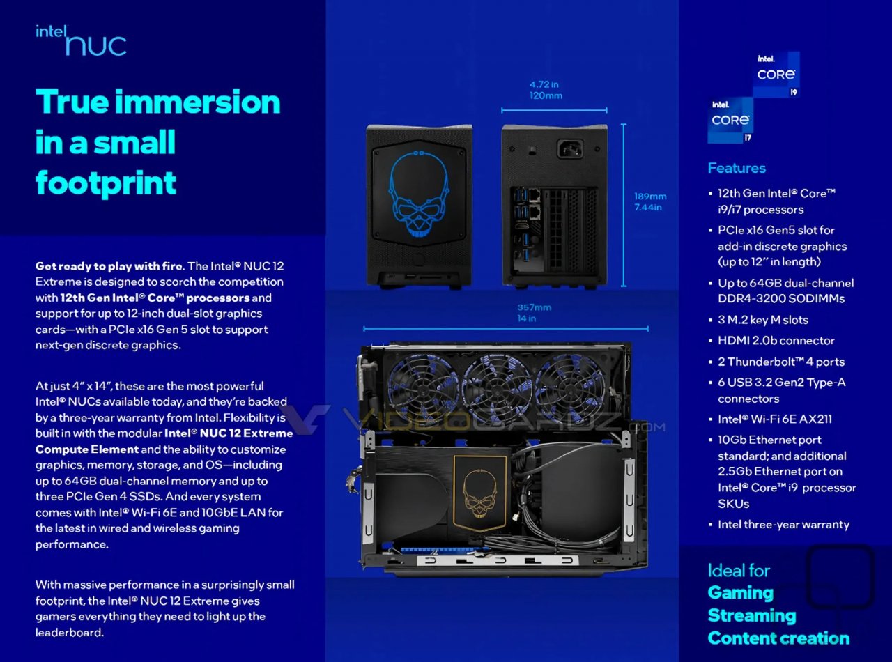 [21/02/2022] Intel NUC 12 Extreme: Abmessungen, Technische Details und Innenleben