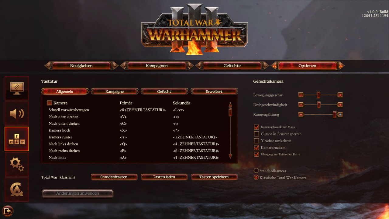 Total War Warhammer 3 - Menü - Steuerung