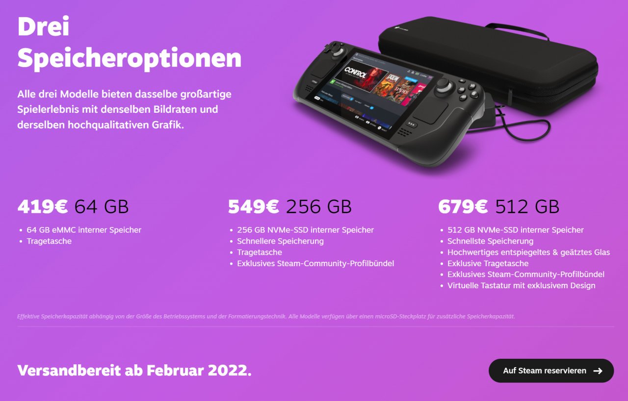 [25/02/2022] Das Grundmodell bleibt bei allen Preisklassen gleich, allerdings ändert je nach Stufe die Speicherbestückung, größere Extras wie eine entspiegelte Displayfläche sind erst bei der 680 Euro Variante zu finden.