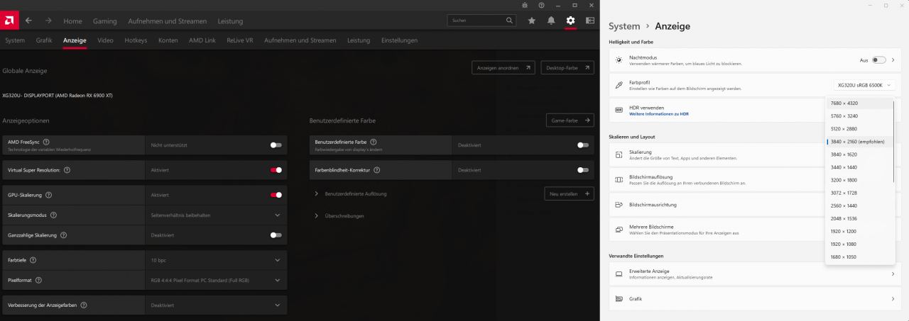 [16/03/2022] AMD Software Adrenalin Edition 22.3.1: Virtual Super Resolution (VSR) kann nun auch für 6K und 8K verwendet werden (zuvor maximal 5K).