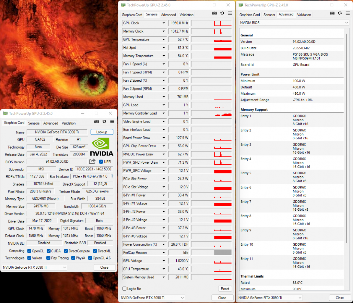 [29/03/2022] Geforce RTX 3090 Ti: GPU-Z Overview