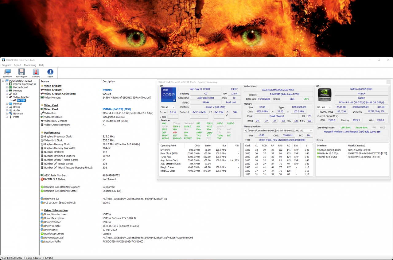 [29/03/2022] Geforce RTX 3090 Ti: HWInfo Overview