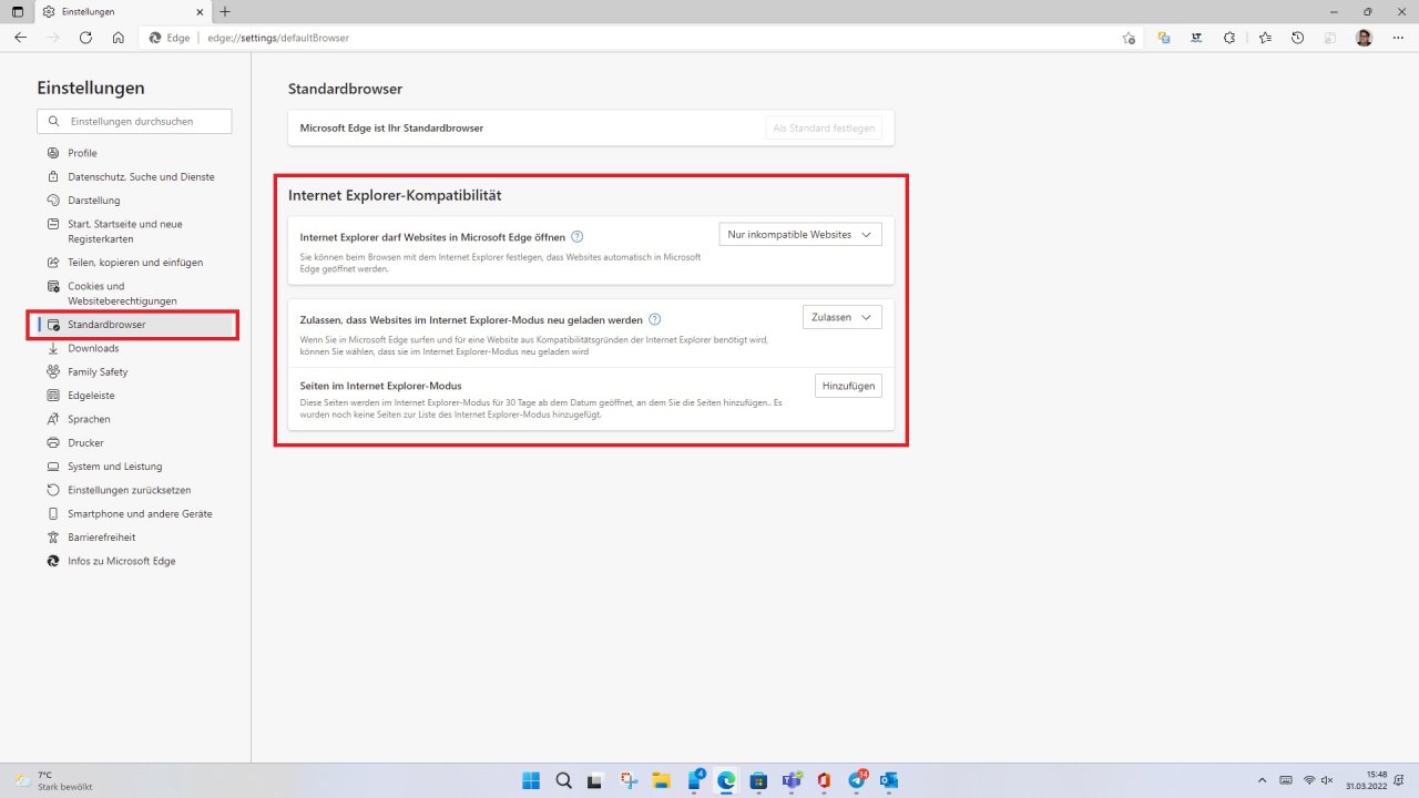 [31/03/2022] Internet-Explorer-Modus in Microsoft Edge konfigurieren.