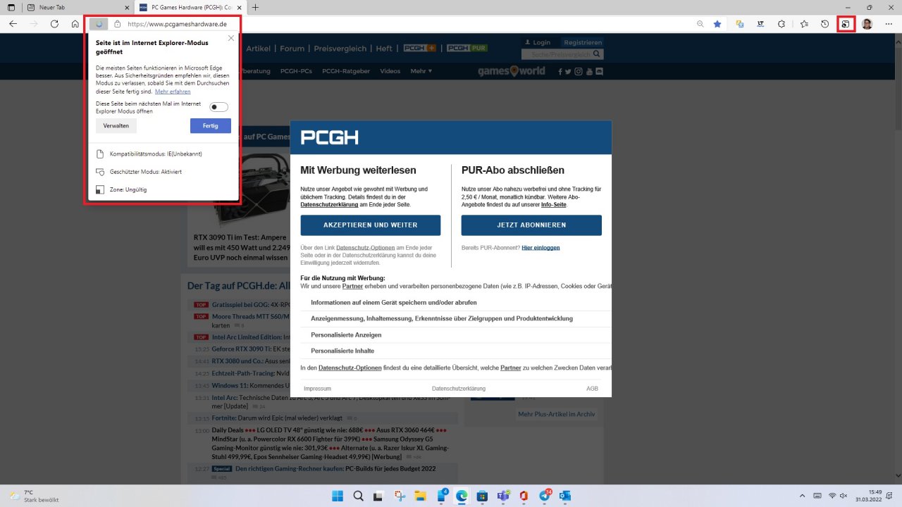 [31/03/2022] Internet-Explorer-Modus in Microsoft Edge.