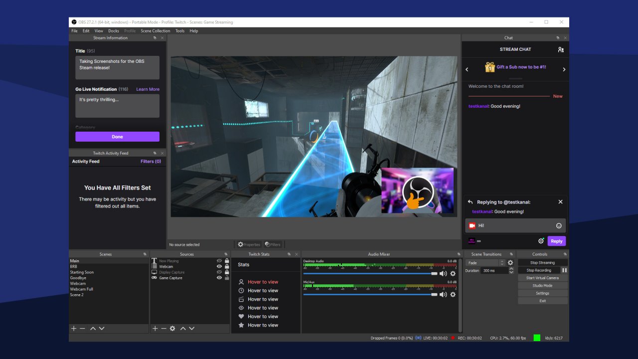 [22/03/2022] OBS Studio: Kostenloser Livestream- und Screen-Recorder jetzt auf Steam