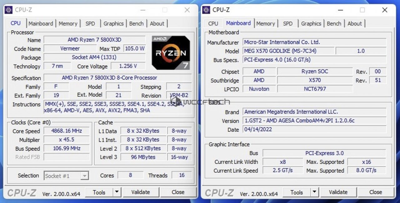 [15/04/2022] AMD Ryzen 7 5800X3D auf MSI X570 Godlike: Auf fast 4,9 GHz übertaktet (1)