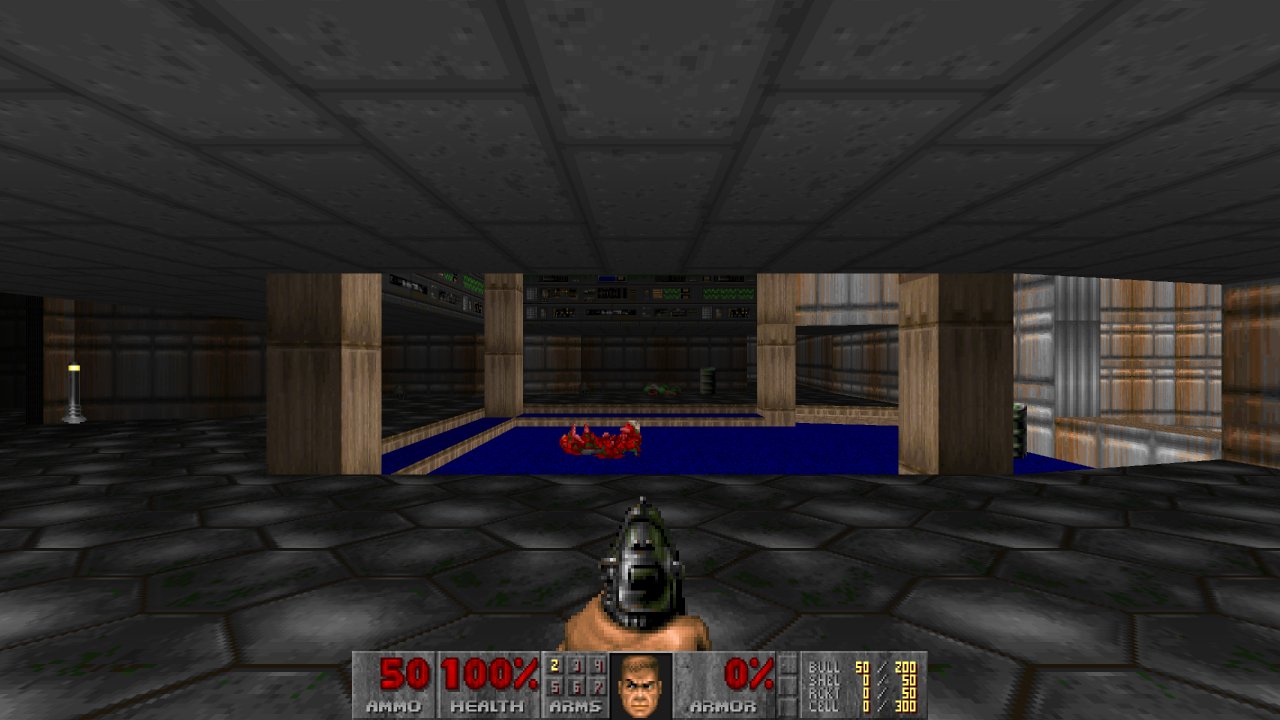 Doom Ray Traced - E1M1 - Raytracing off.