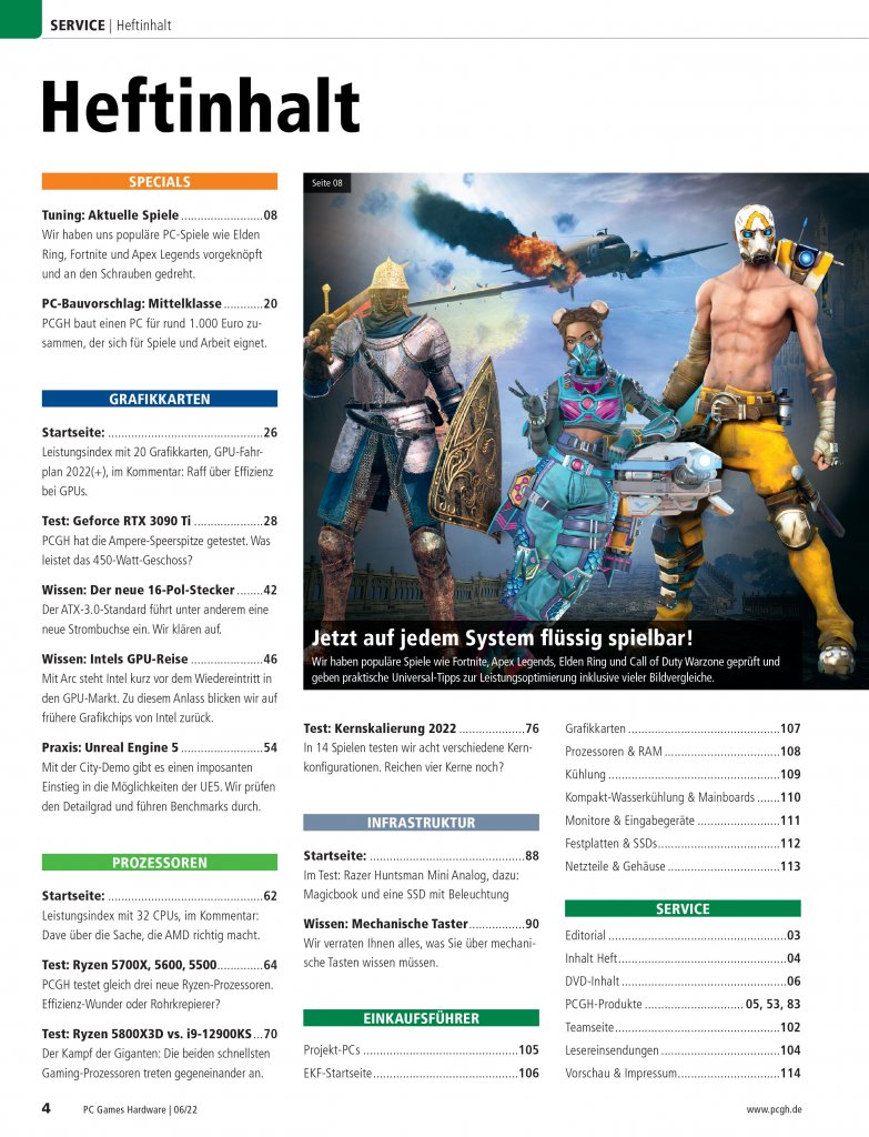 [25/04/2022] Hier finden Sie den vollständigen Heftinhalt der PCGH-Ausgabe 06/2022 #260.