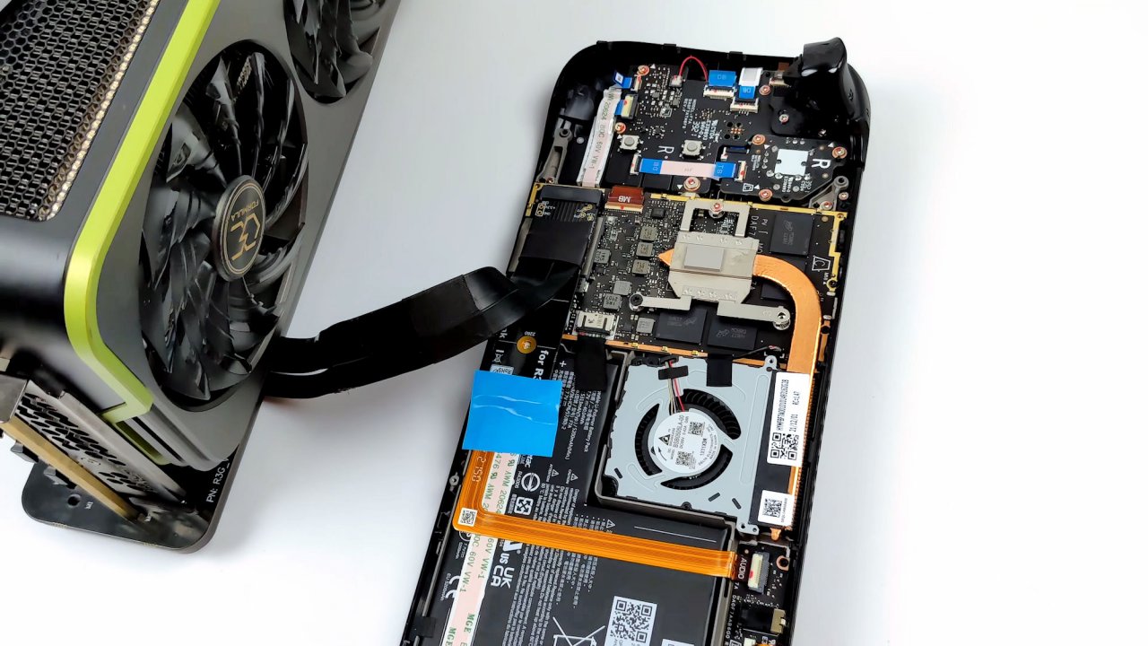 [12/04/2022] Anschluss der Radeon RX 6900 XT über einen M.2-Steckverbinder am Steam Deck.