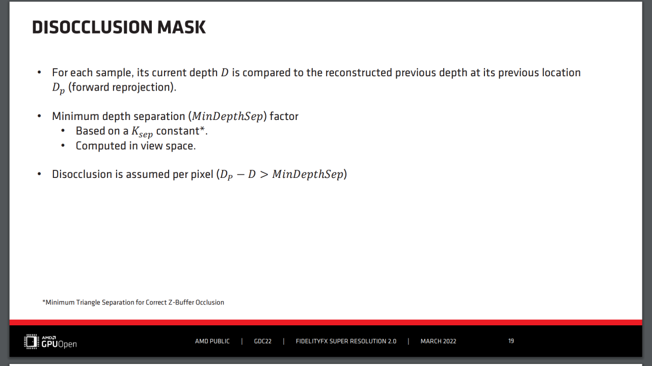 [12/05/2022] AMD FSR 2.0 - GDC Slides - Disocclusion Mask