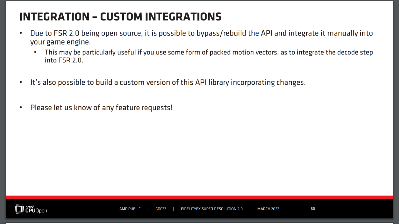 [12/05/2022] AMD FSR 2.0 - GDC Slides - Integration - Custom Integrations