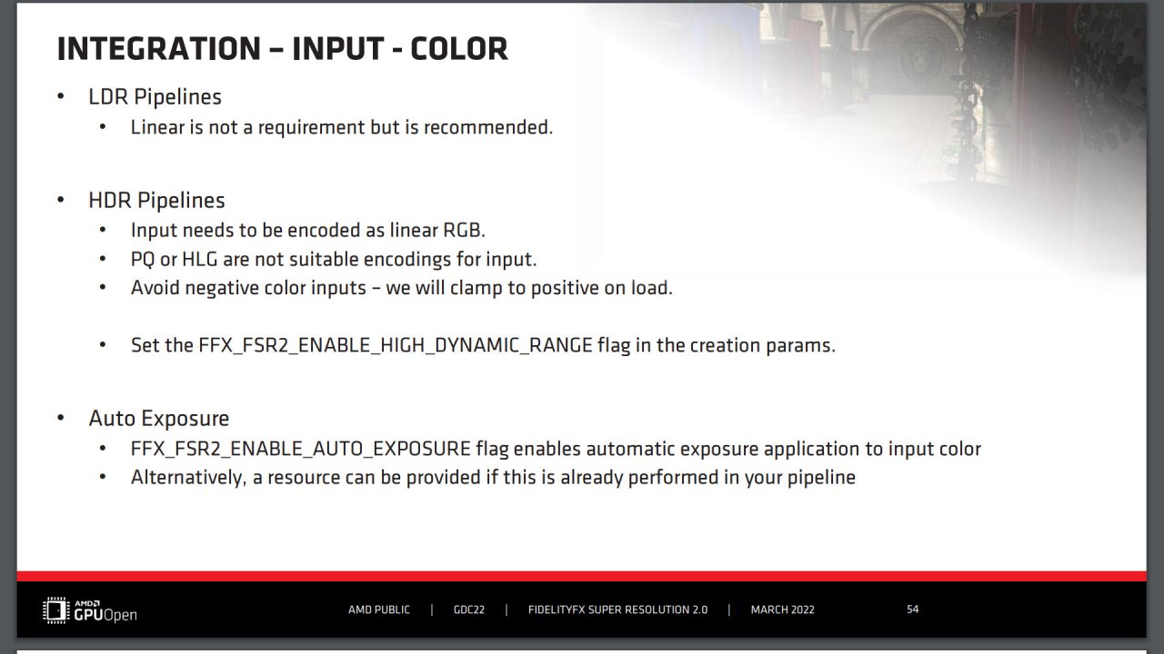 [12/05/2022] AMD FSR 2.0 - GDC Slides - Integration - Input - Color