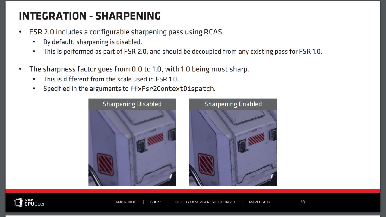 [12/05/2022] AMD FSR 2.0 - GDC Slides - Integration - Sharpening