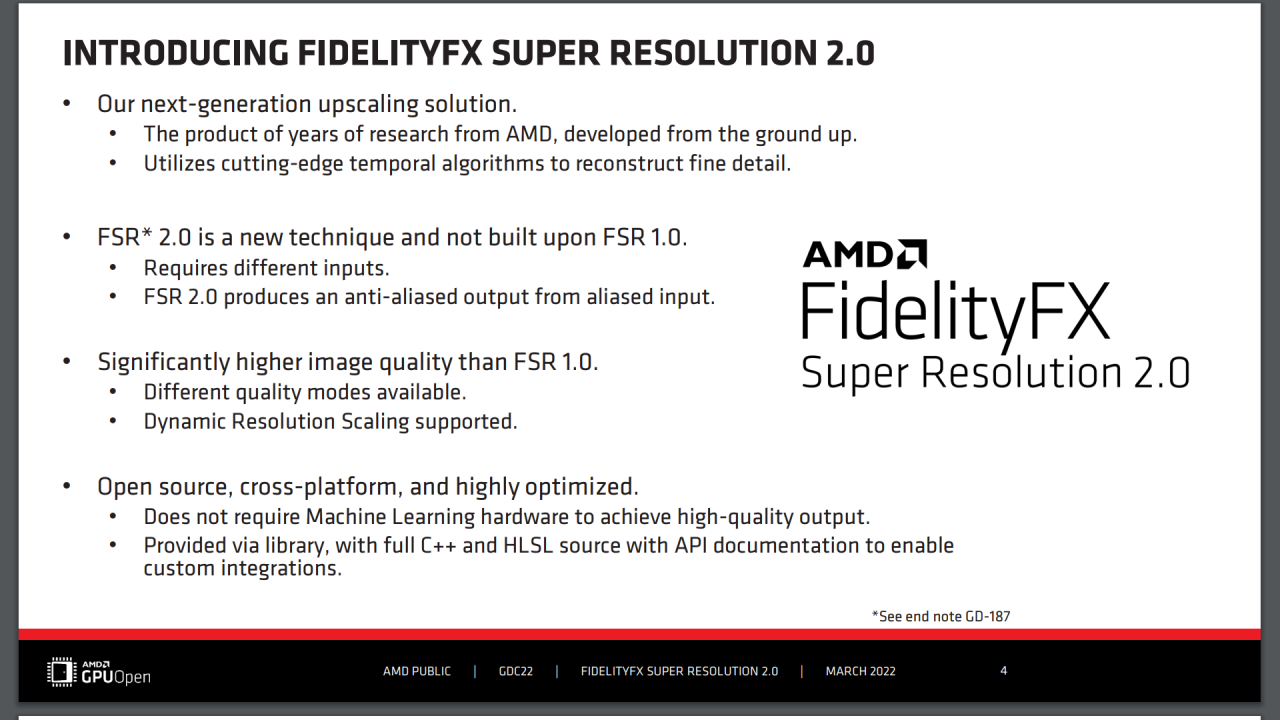 [12/05/2022] AMD FSR 2.0 - GDC Slides -&nbsp; Introducing FidelityFX Super Resolution 2.0