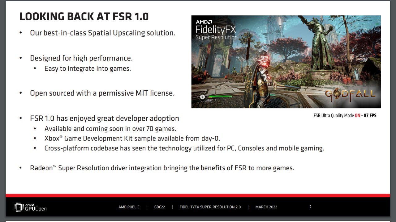 [12/05/2022] AMD FSR 2.0 - GDC Slides -&nbsp;Lookiung Back at FSR 1.0