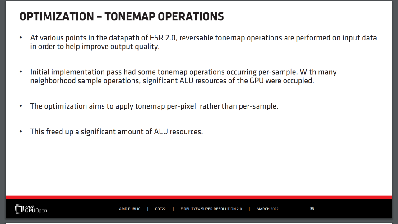 [12/05/2022] AMD FSR 2.0 - GDC Slides - Optimization - Tomemap Operations