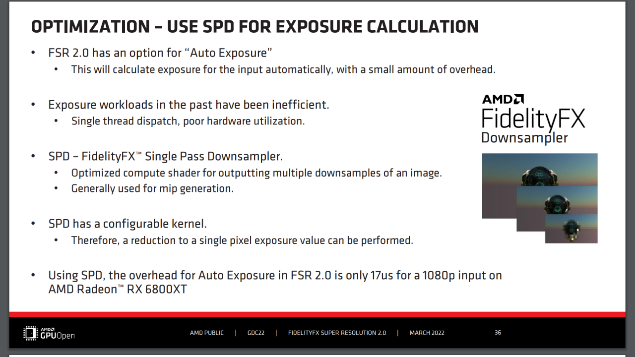 [12/05/2022] AMD FSR 2.0 - GDC Slides - Optimization - Use SPD fpr Exposure Calculation