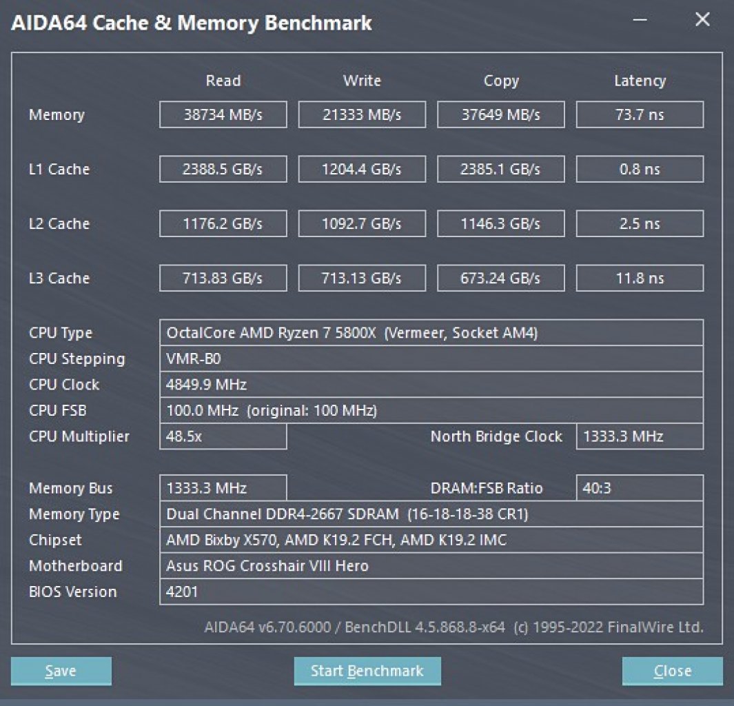 Ryzen 7 5800X: DDR4-2666 (16-18-18-38 1T)
