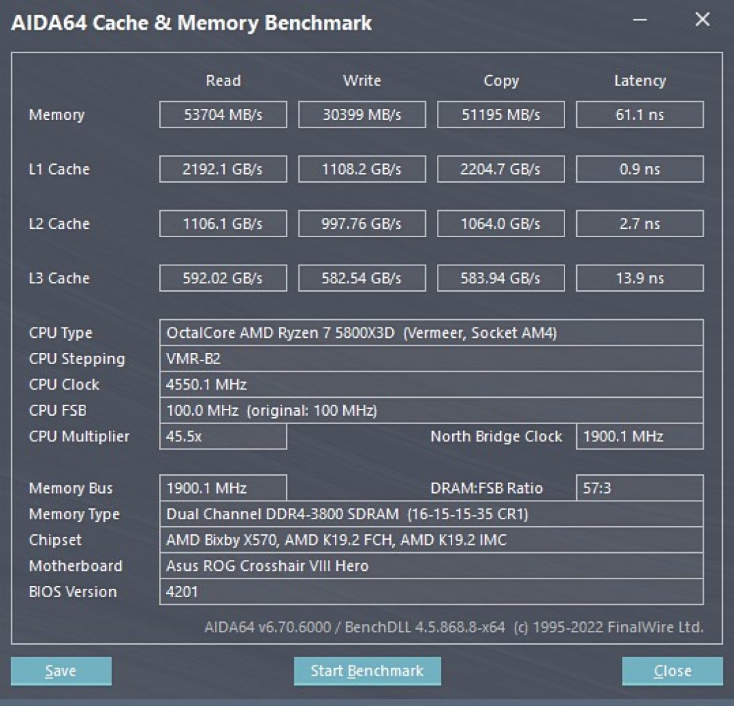 Ryzen 7 5800X3D: DDR4-3800 (16-15-15-35 1T)