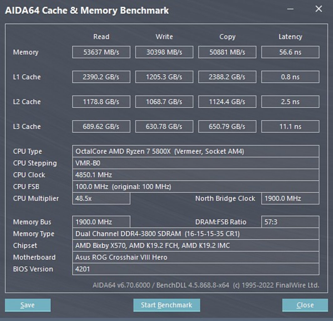 Ryzen 7 5800X: DDR4-3800 (16-15-15-35 1T)