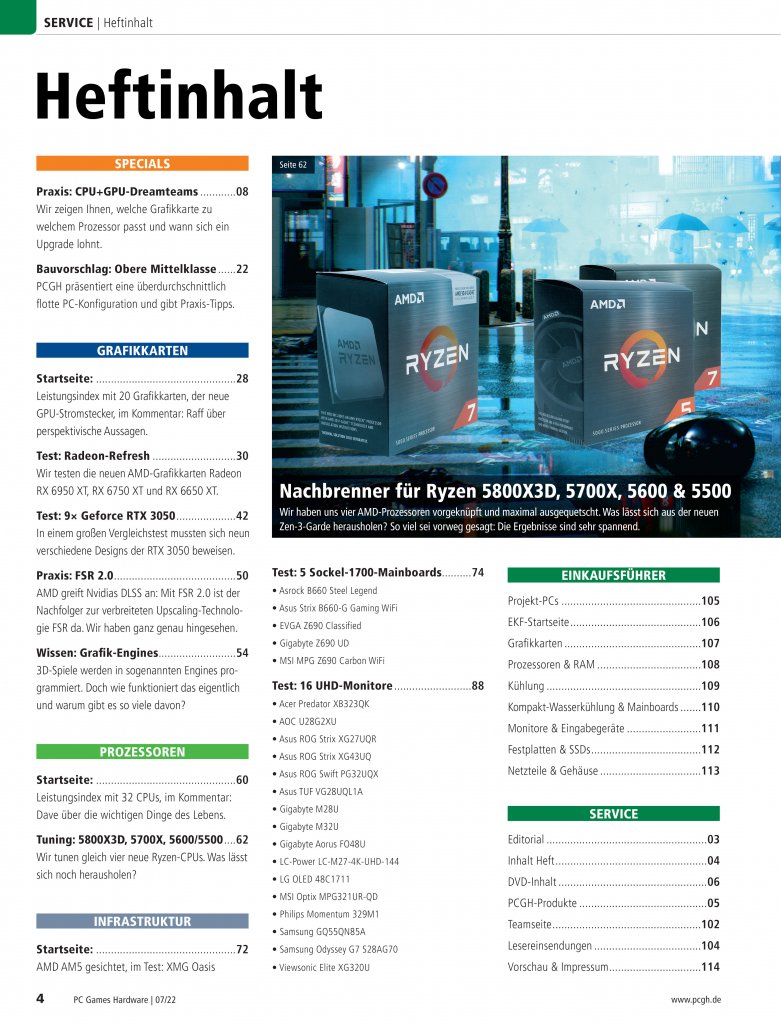 [25/05/2022] Hier finden Sie den vollständigen Heftinhalt der PCGH-Ausgabe 07/2022 #261.