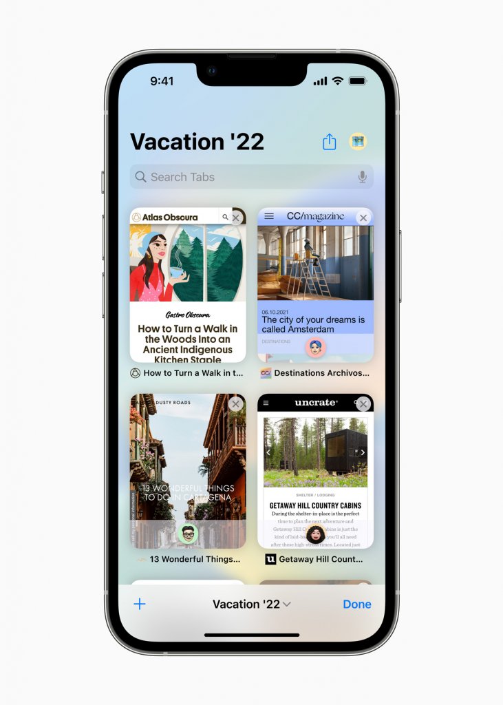 [07/06/2022] Apple WWDC22 iOS16 Safari shared Tab Groups 220606