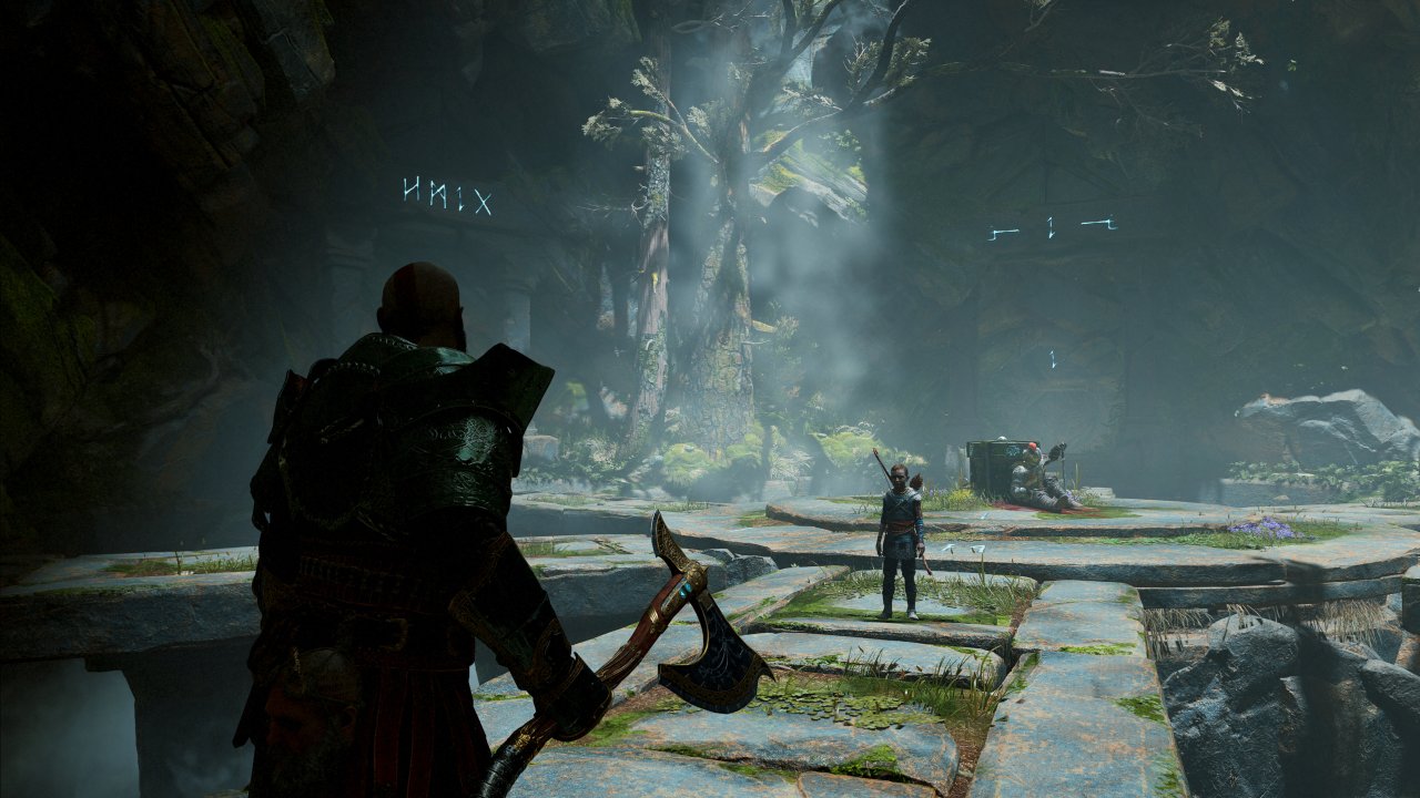 God of War - Upsampling-Vergleich - 11a - DLSS Balanced - 50 % - Sharpening
