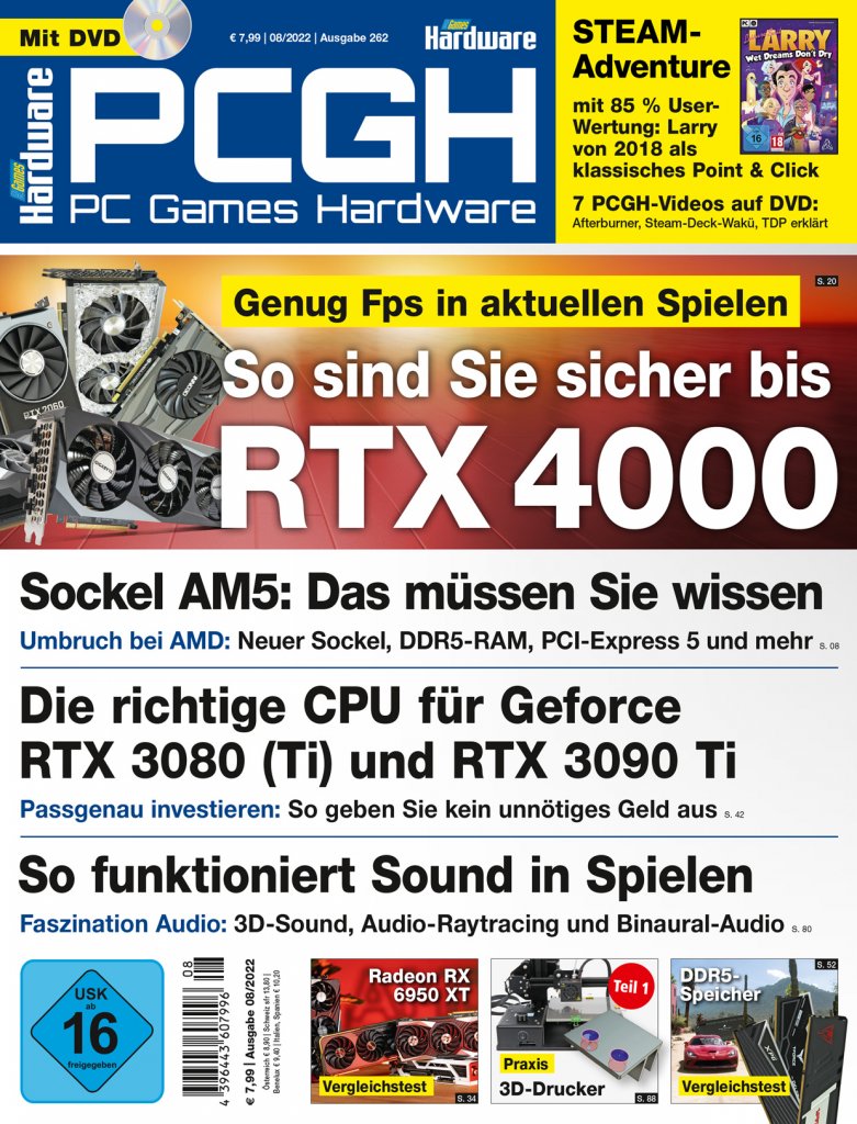 [27/06/2022] So vollgepackt wie selten: Das PCGH-Heft Nr. 262, 08/22, strotzt vor Inhalte.