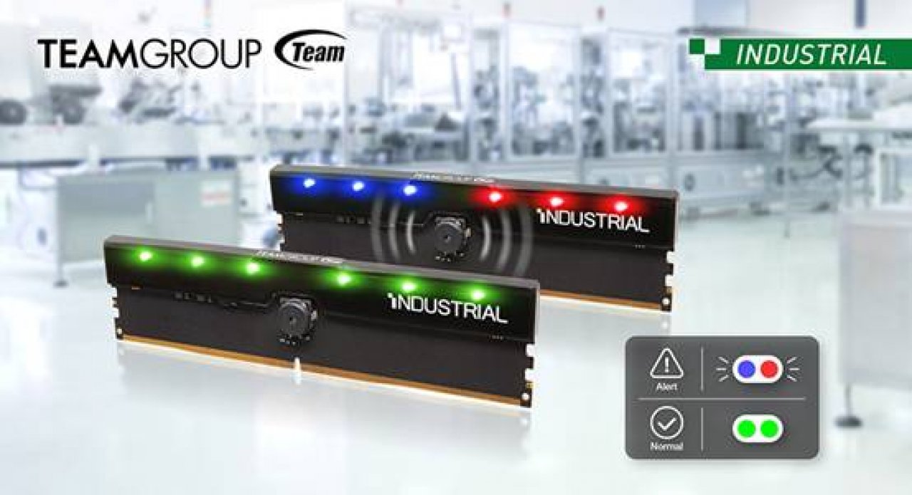 [24/06/2022] Teamgroup präsentiert seinen DDR5-5600-Industrial-RAM und Module mit Smart-Alert-Feature, die RGB-Leuchteffekte mit Warngeräuschen kombinieren.