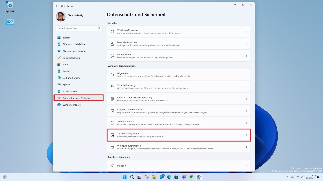 [20/06/2022] Windows 11 Suchhighlights abschalten 01