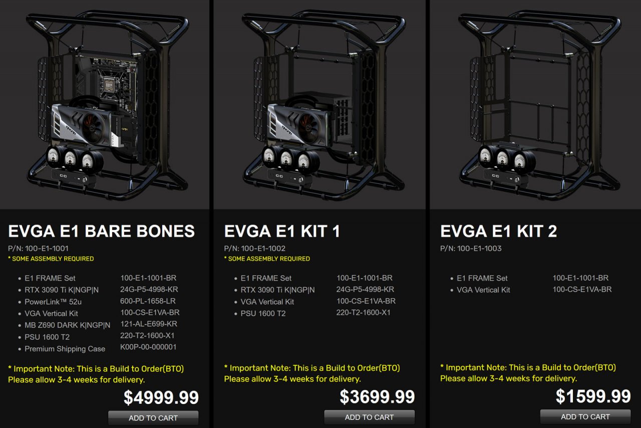 [28/07/2022] Die Bestelloptionen des E1-Komplett-PCs von EVGA.