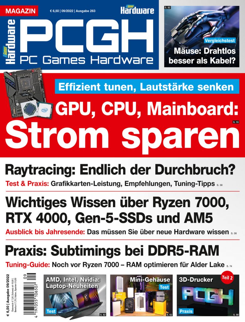 [27/07/2022] PCGH 09/2022&nbsp;wirft nicht nur einen Blick in die zweite Jahreshälfte 2022, sondern zeigt im Stromspar-Special mit Benchmarks, Daten und Tipps, wie und wo man genau am Rechner die Stromkosten zügelt.