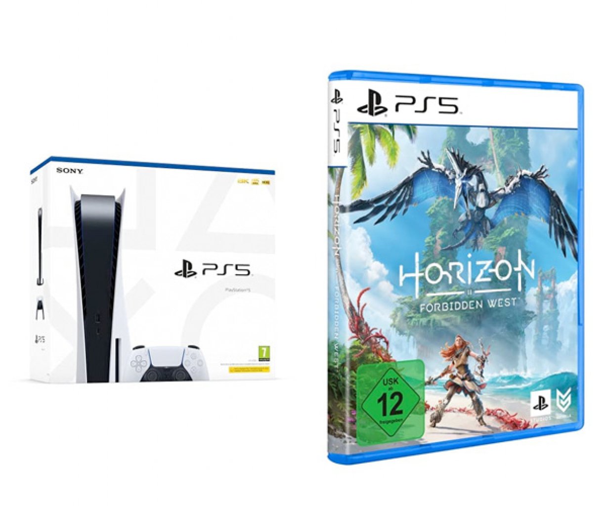 [19/07/2022] Steht Verkauf bevor? Beim Bundle aus Playstation 5 Disc Edition und Horizon Forbidden West ist der Prime-Hinweis zu sehen.*