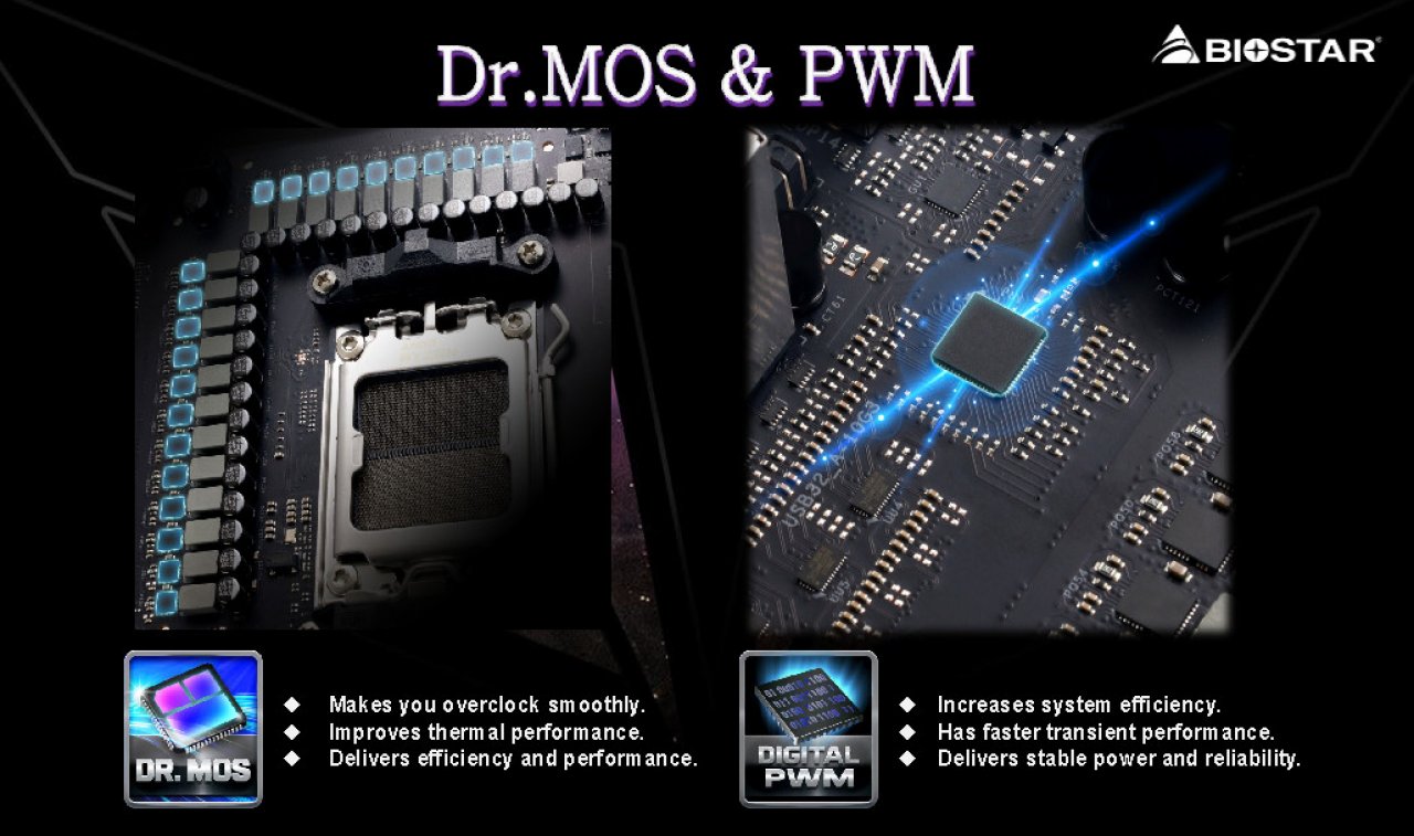 [05/08/2022] AM5-Motherboard-Showcase von AMD, Asrock, Asus, Biostar, Gigabyte und MSI (52): Nein, MOSFETs mit integriertem Driver sind nicht wirklich neu und gelten schon lange nicht mehr als High-End – aber Mainboard-Hersteller werben eben mit allem, was sie haben.