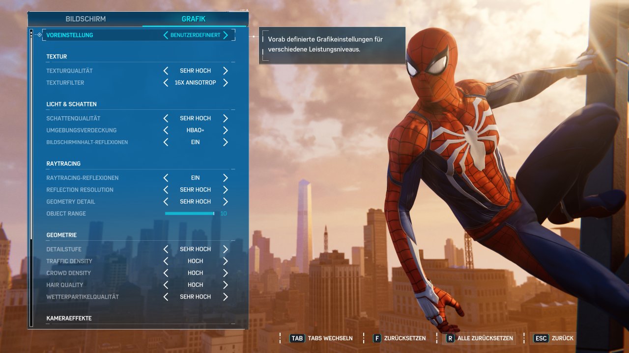 [10/08/2022] Marvel's Spider Man Remastered PC - Menü - 06 - Grafik (1)