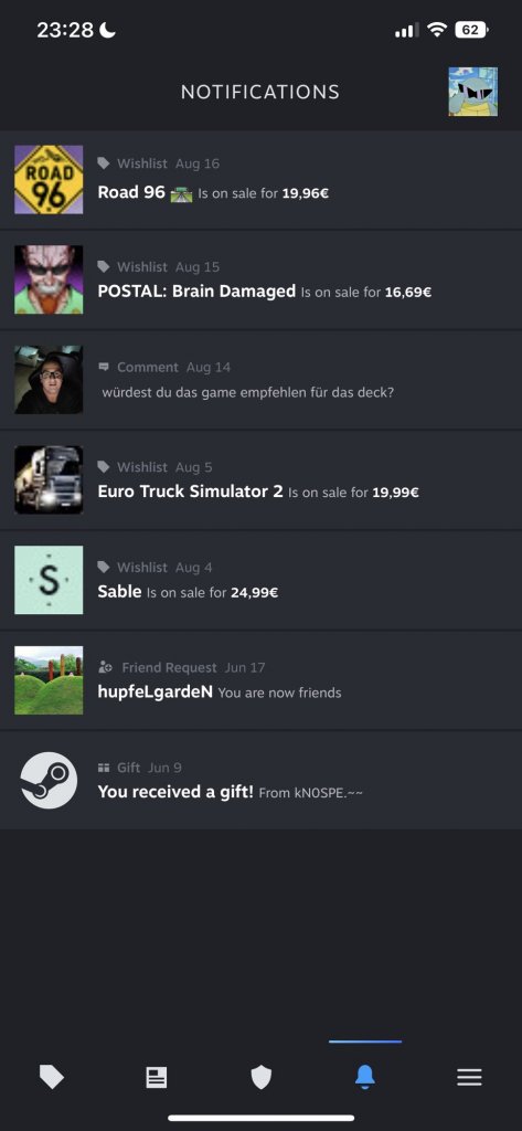 [25/08/2022] Neue Steam Mobile App 2022 Benachrichtigungen.