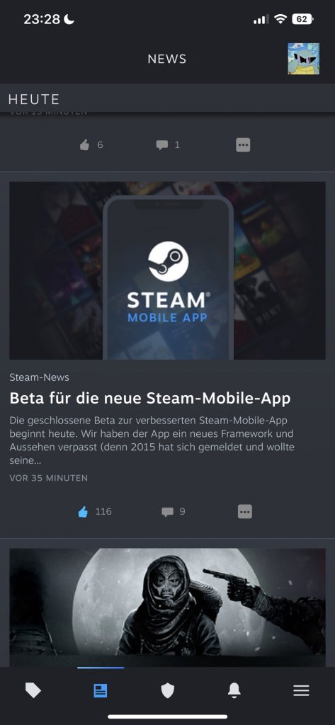 [25/08/2022] Neue Steam Mobile App 2022 News Seite.