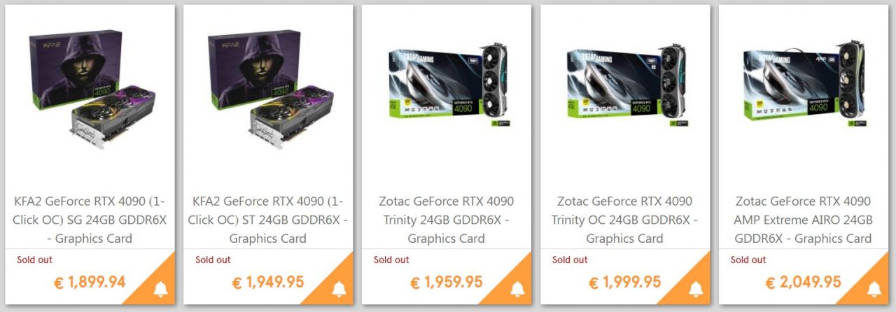 [22/09/2022] Das Angebot an Geforce-RTX-4090-Custom-Modellen bei Coolmod (Preise nicht mehr aktuell).